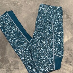Teal and White Speckled Leggings